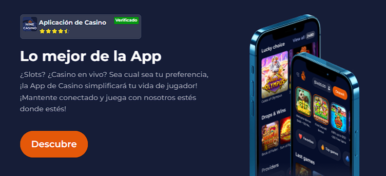 Aplicación móvil Nine-casino en Espana